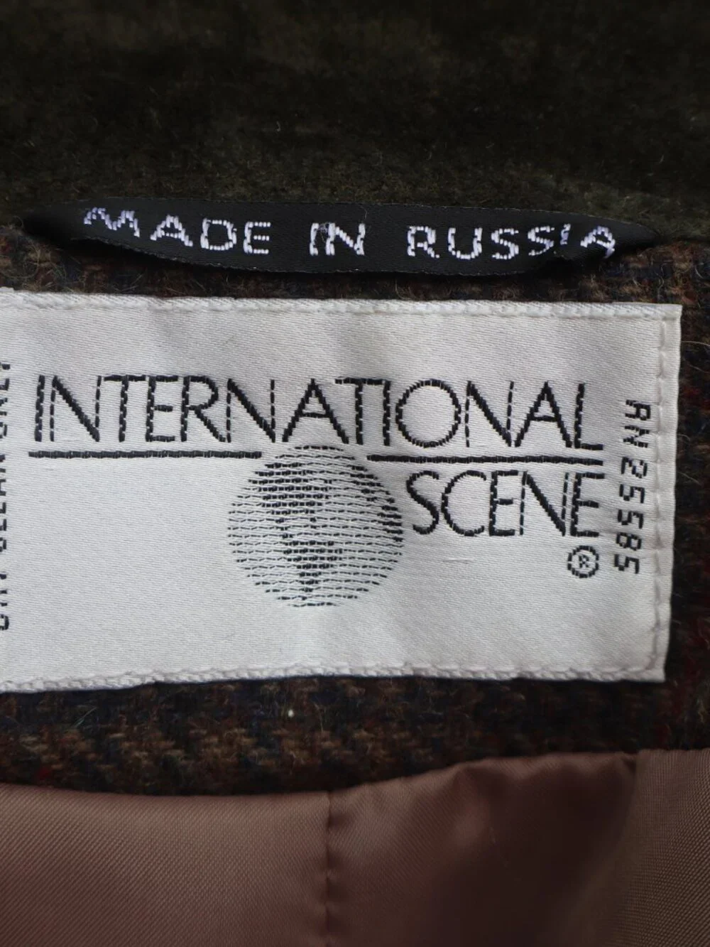 Vintage Wool Plaid Blazer Suede Trim Jacket Women 12 Made in Russia